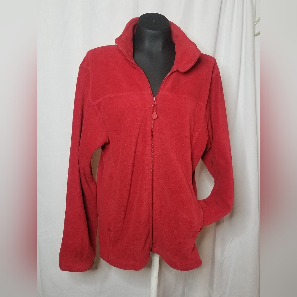 St. Johns Bay Polyester Jacket with Zipper Pockets Red Large